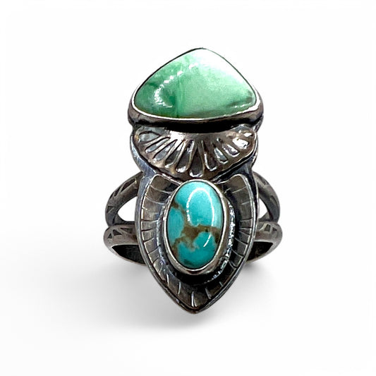 Turquoise and Variscite Ring size 8.25