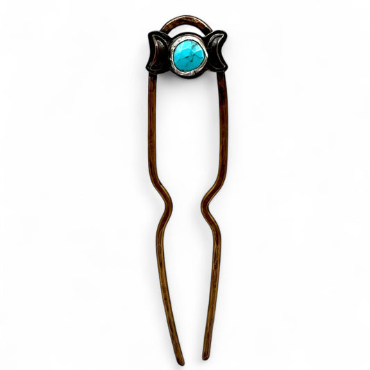 Double Moon Turquoise Hairpin