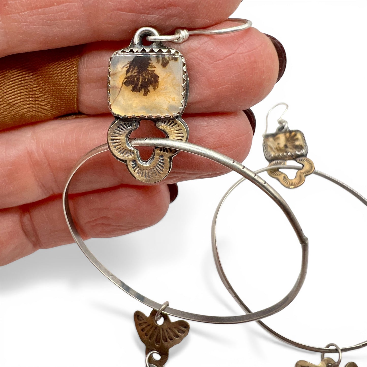 Dendritic Agate Fancy Otter Hoops