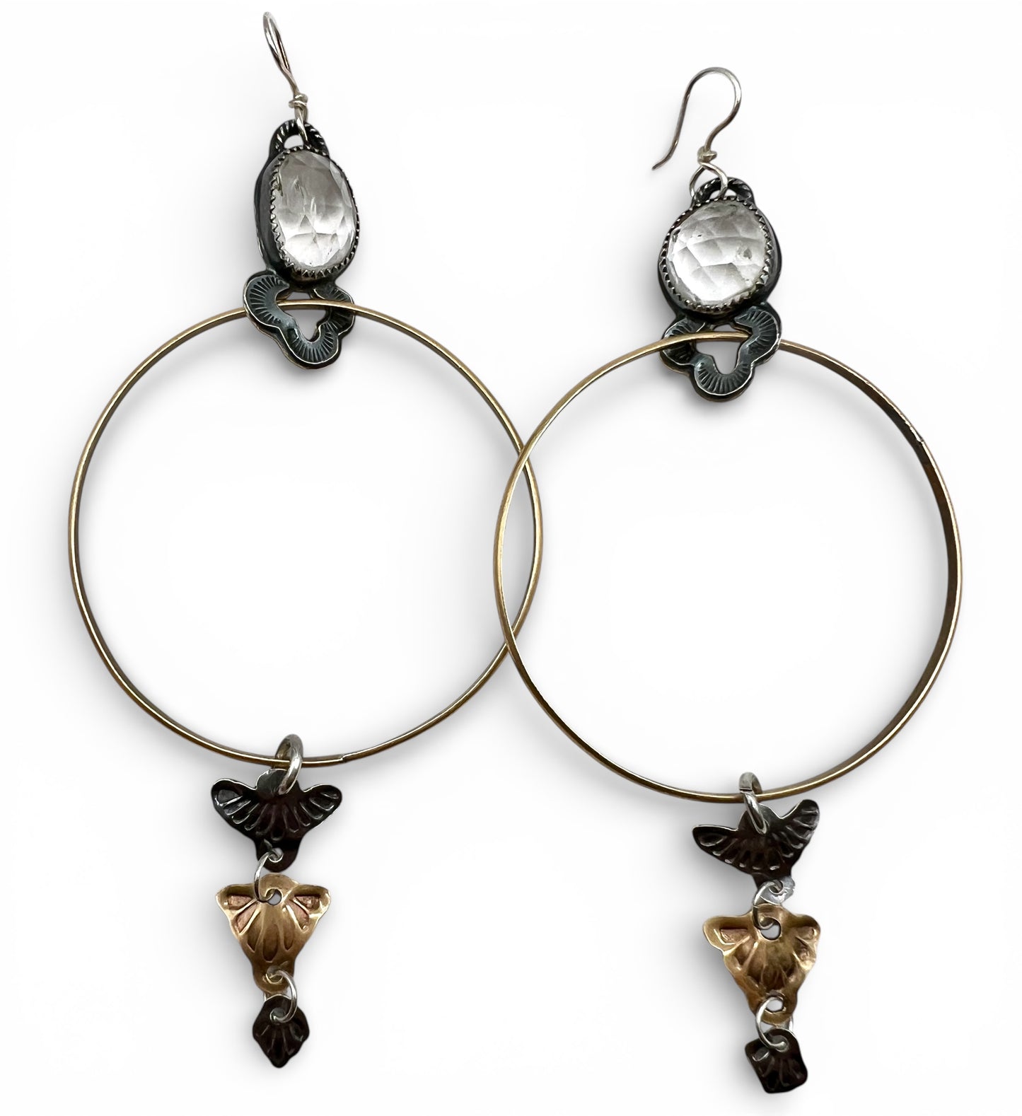 Herkimer Diamond Fancy Otter Hoop Earrings