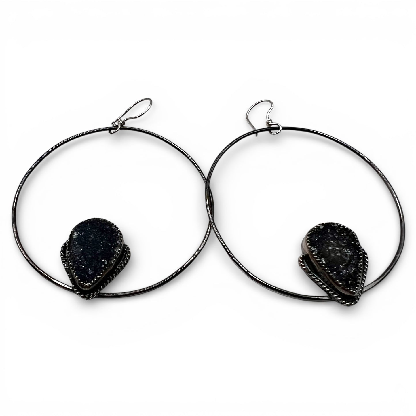 Alicia Keys Hoops Black Druzy
