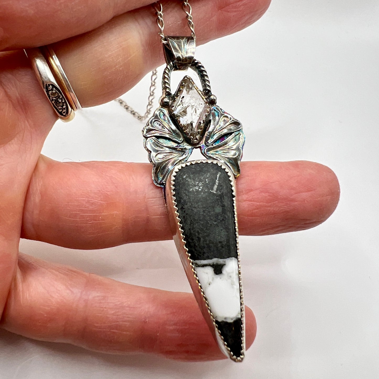 Herkimer Diamond and White Buffalo Turquoise Necklace