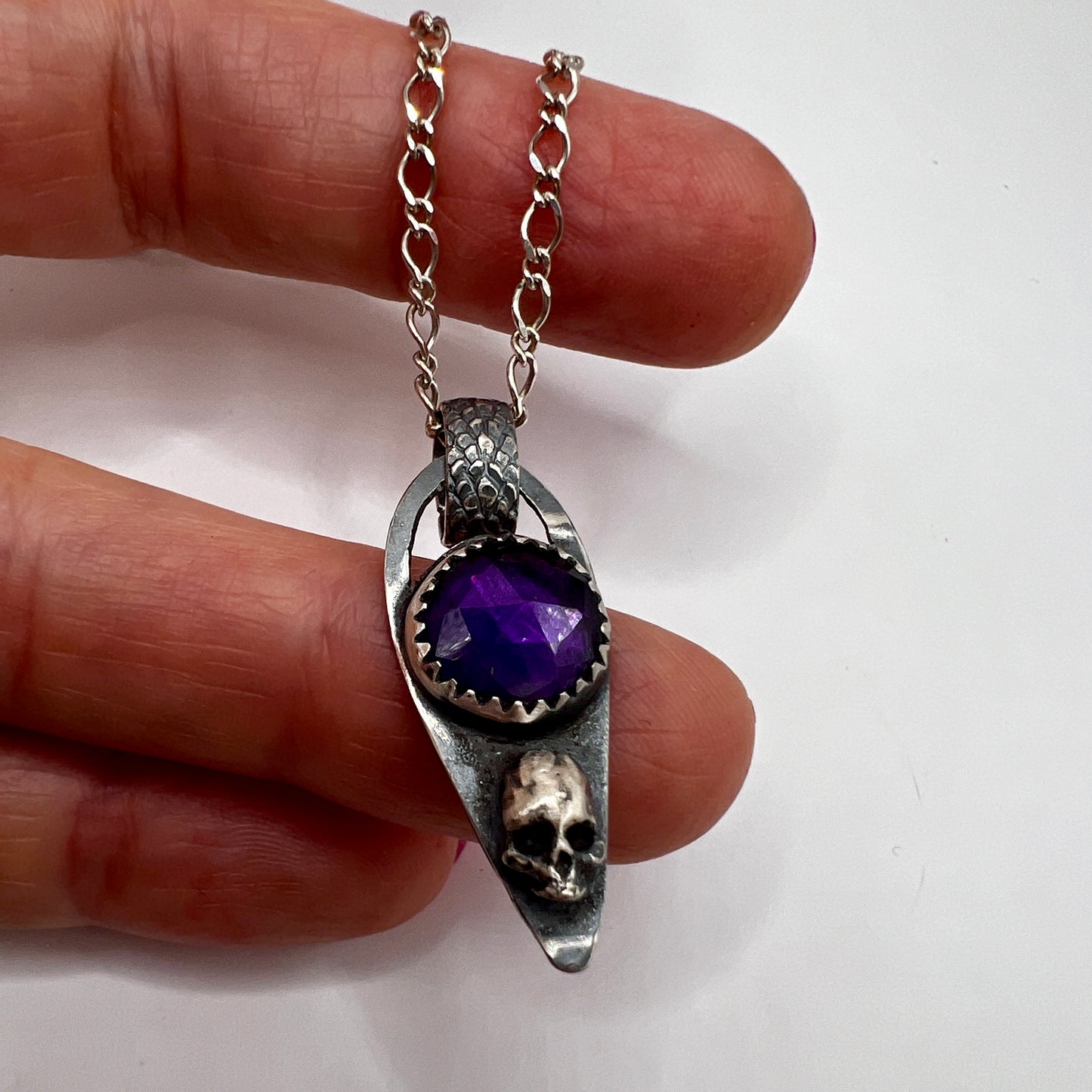 Amethyst Skull Baby Necklace