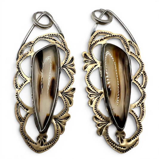 Montana Agate Lacey Earrings with Huggie Hoops