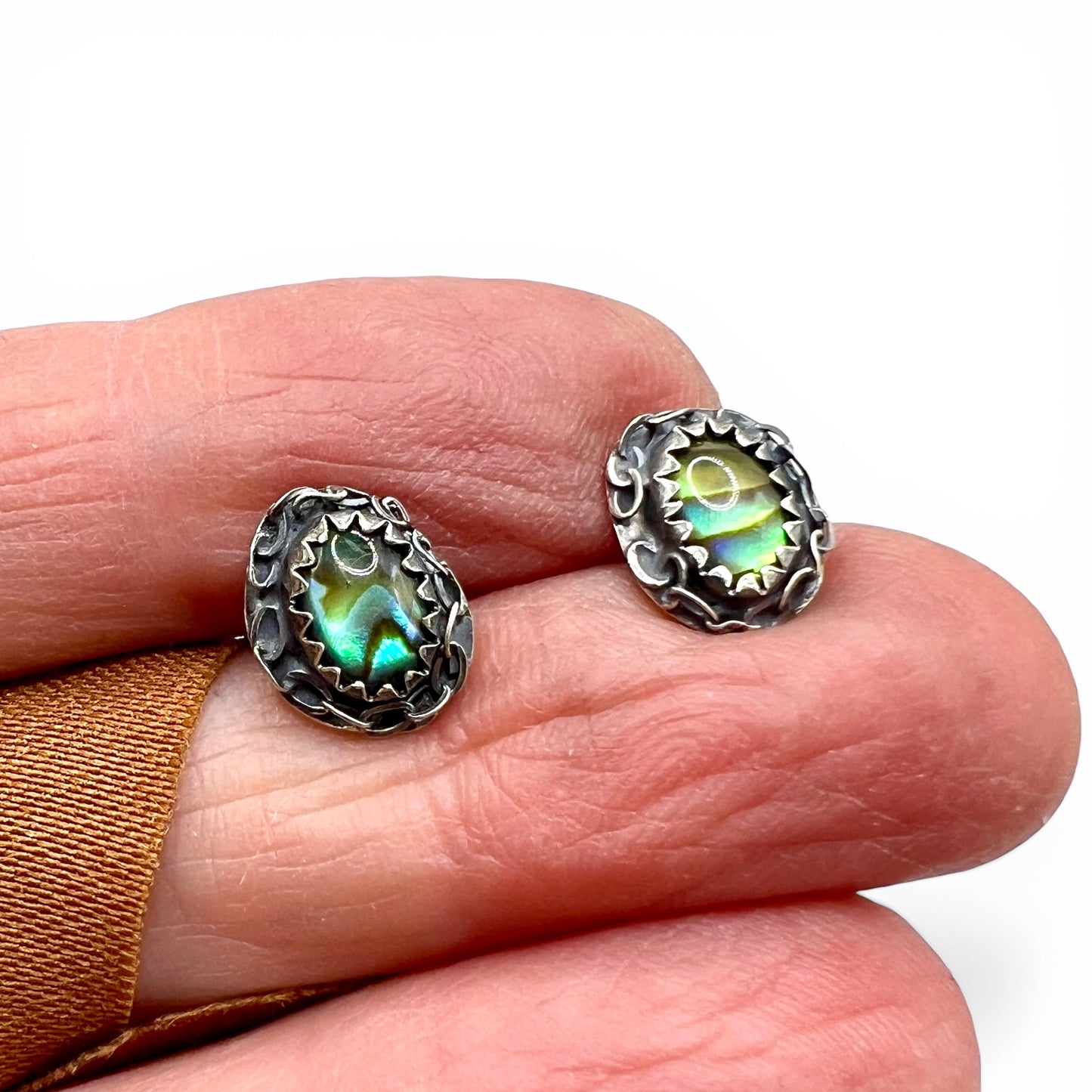 Abalone Stud Earrings with Chain
