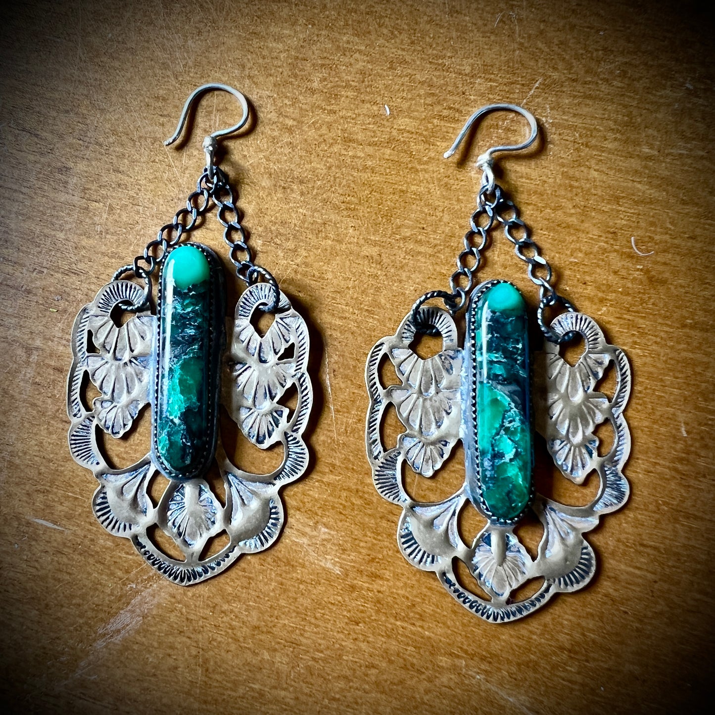 Emerald Rose Variscite Lacey Earrings