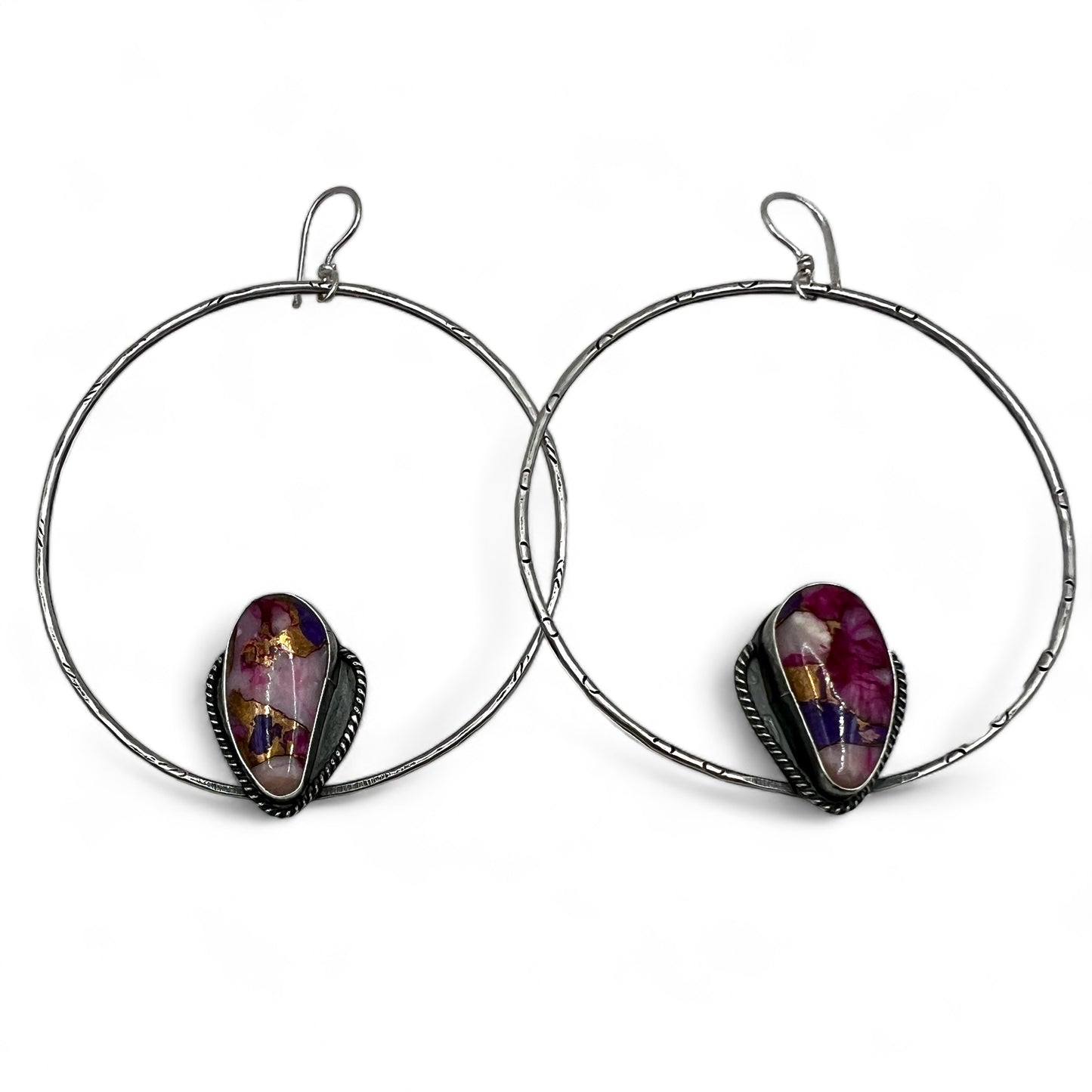 Peruvian Opal Purple Mojave Turquoise Alicia Keys Hoop Earrings