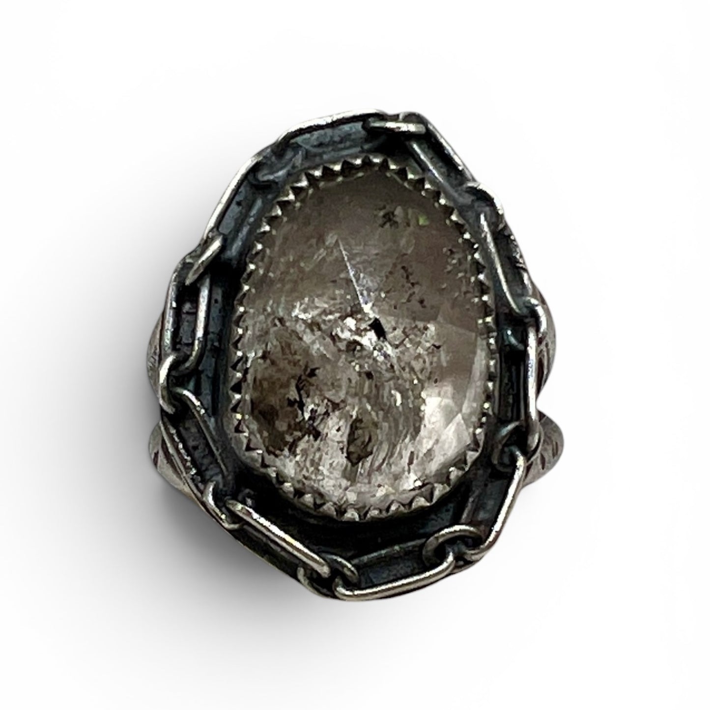 Herkimer Diamond Chain Ring size 7.25