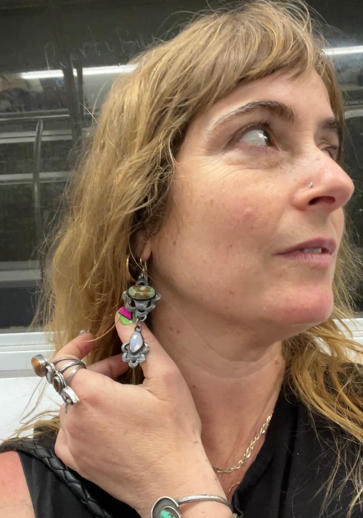 Lucin Variscite and Moonstone Earrings