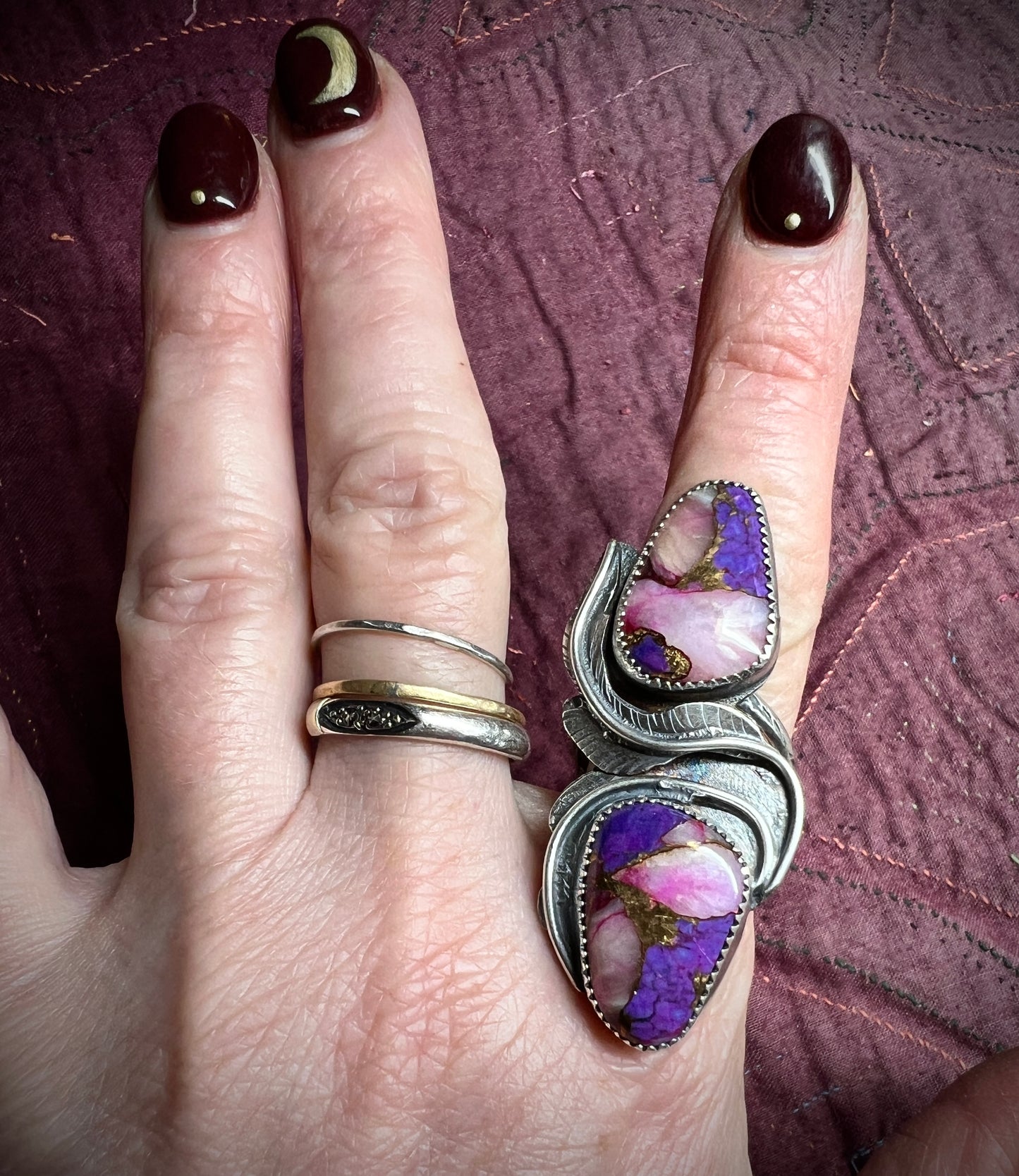 Pink Peruvian Opal Mojave Turquoise Ring size 8.25