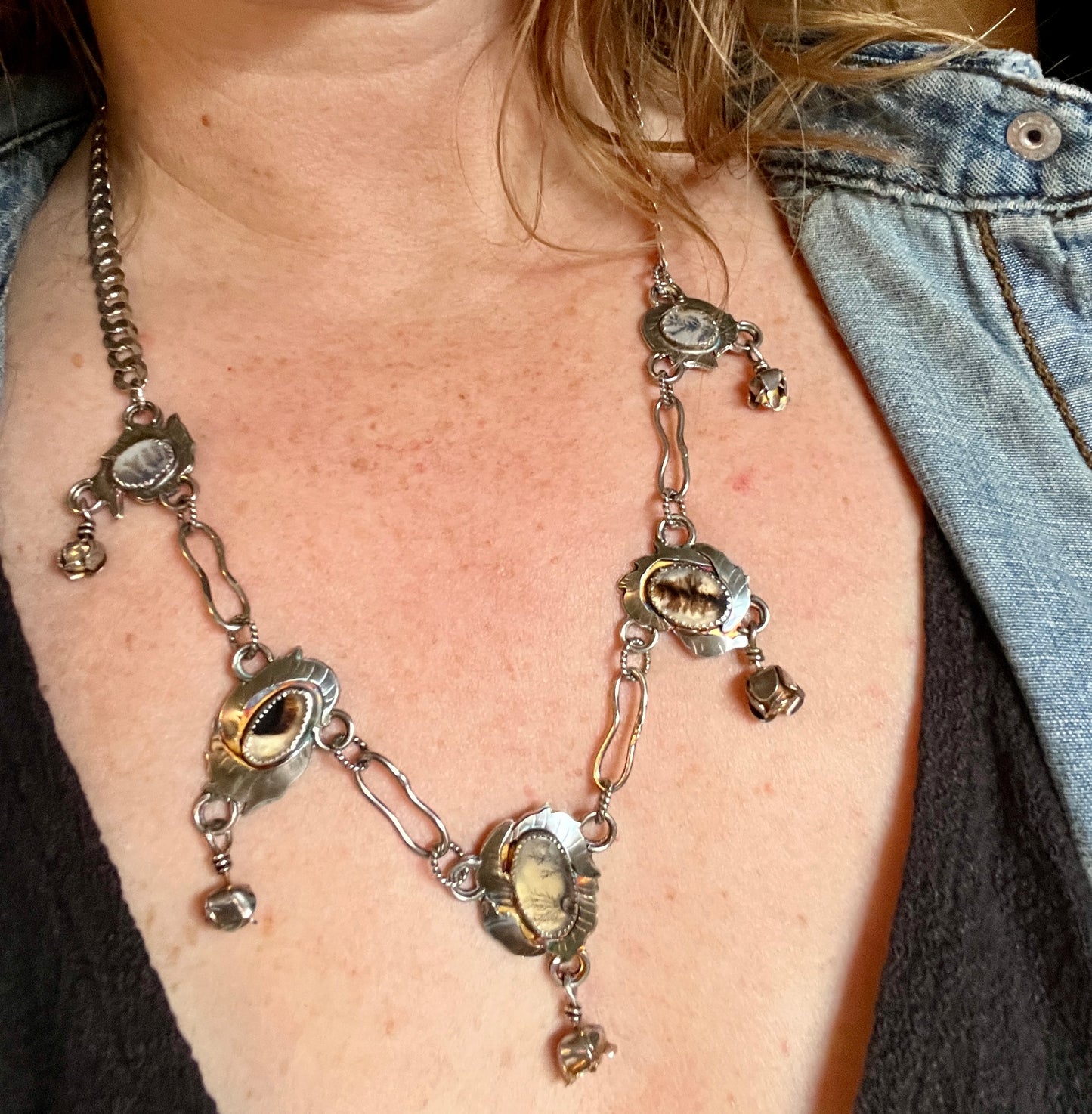 Dendritic Agate Rose Parade Necklace