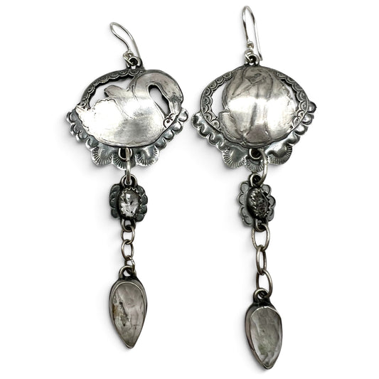 Swan Lover Earrings with Herkimer Diamonds