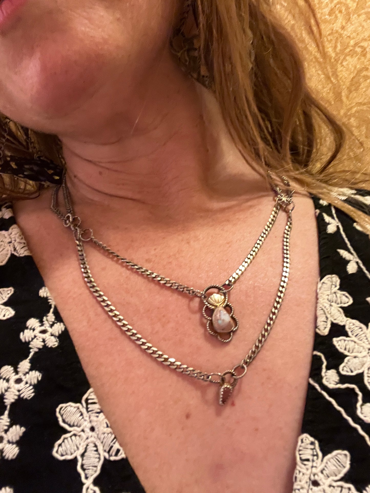 Mexican Fire Opal and Watermelon Tourmaline Layered Selkie Necklace
