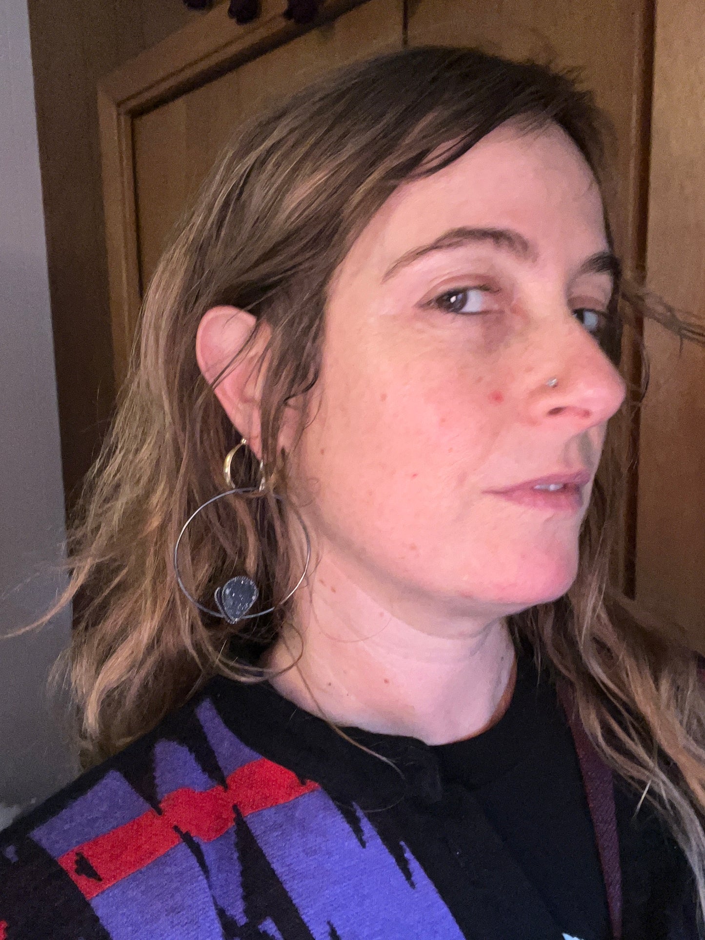 Alicia Keys Hoops Black Druzy