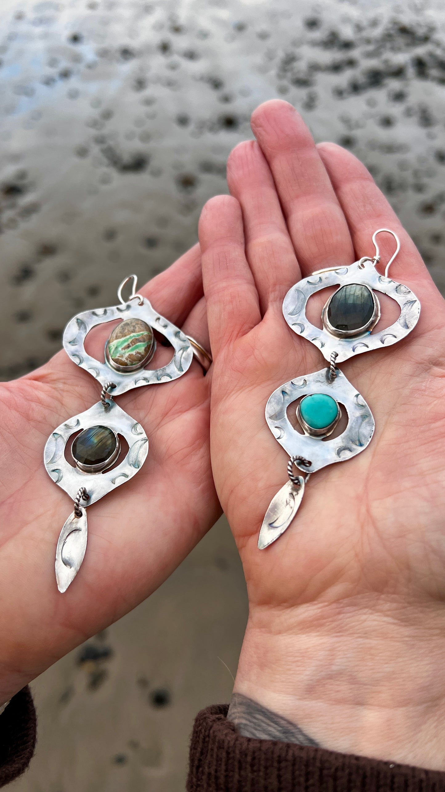 Labradorite and Turquoise Bombay Beach Earrings
