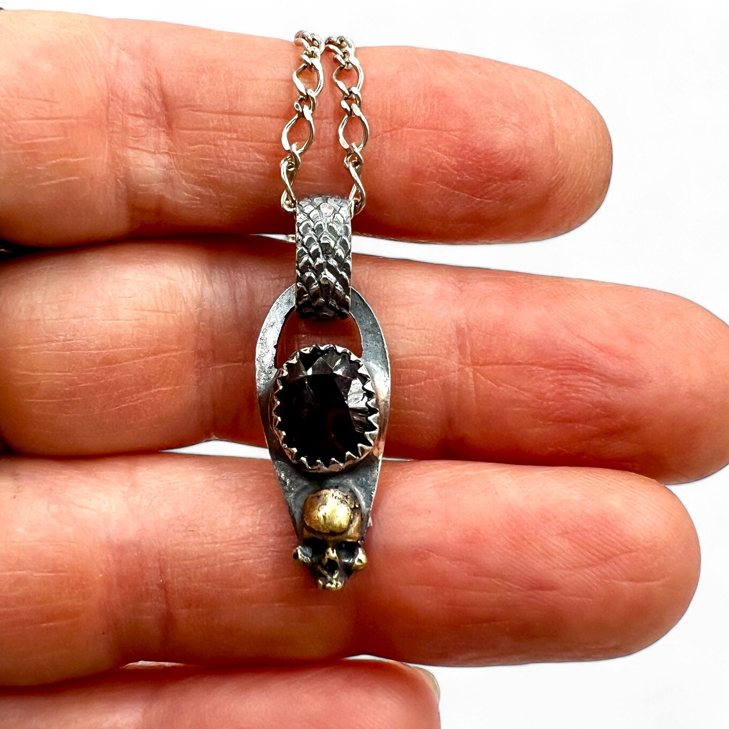 Garnet Skull Baby Necklace