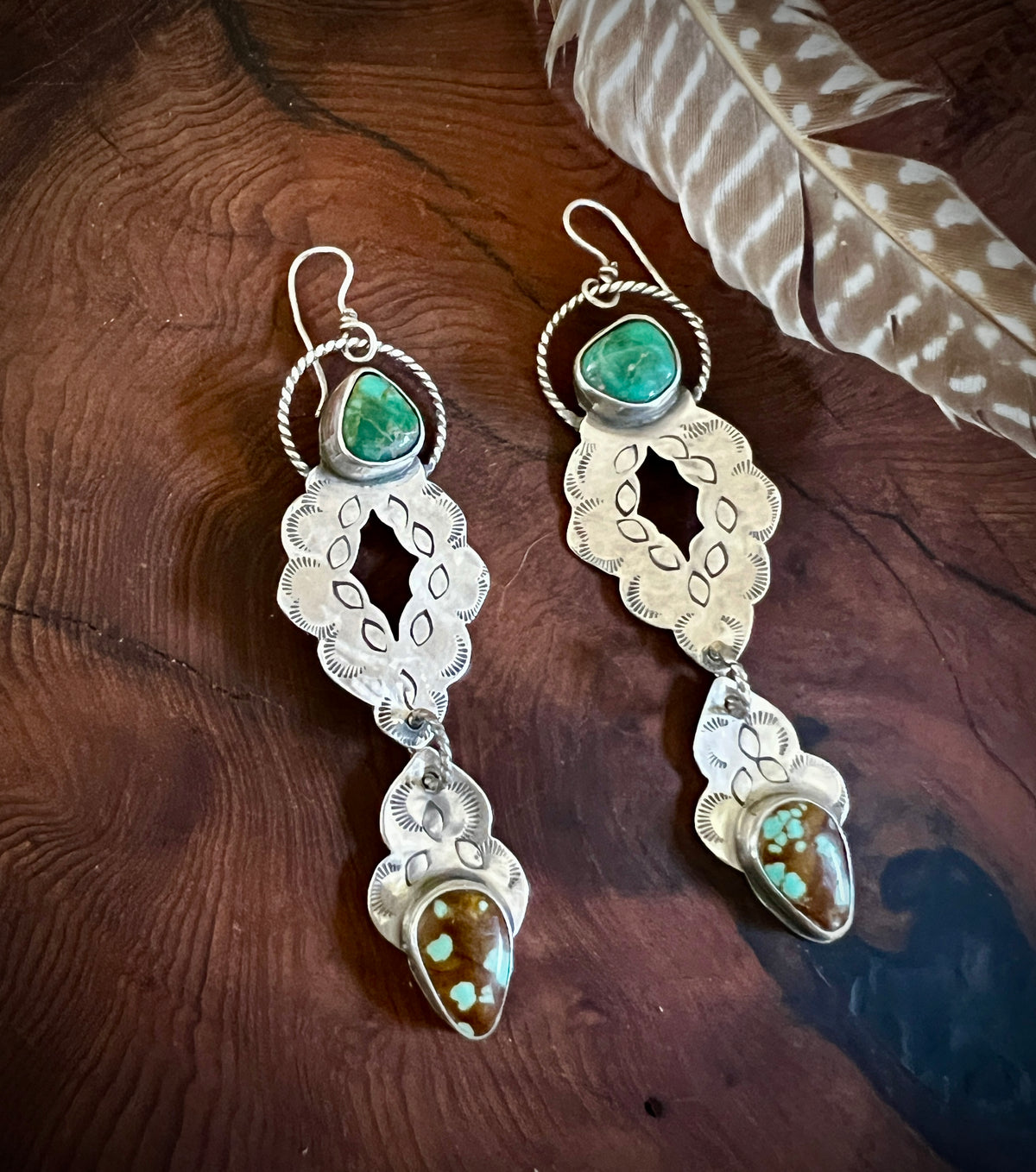 Venus Earrings in Variscite and Turquoise