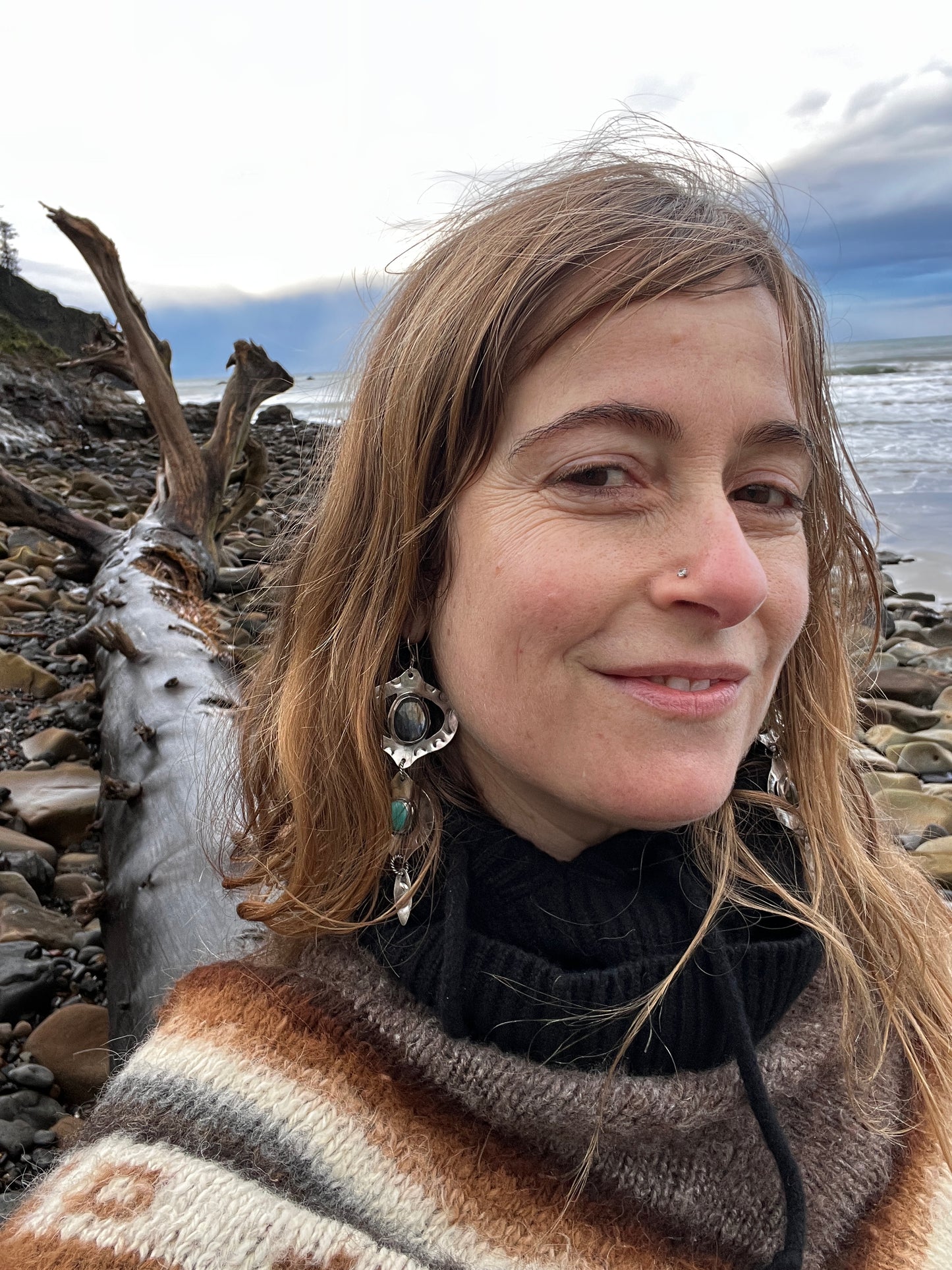 Labradorite and Turquoise Bombay Beach Earrings