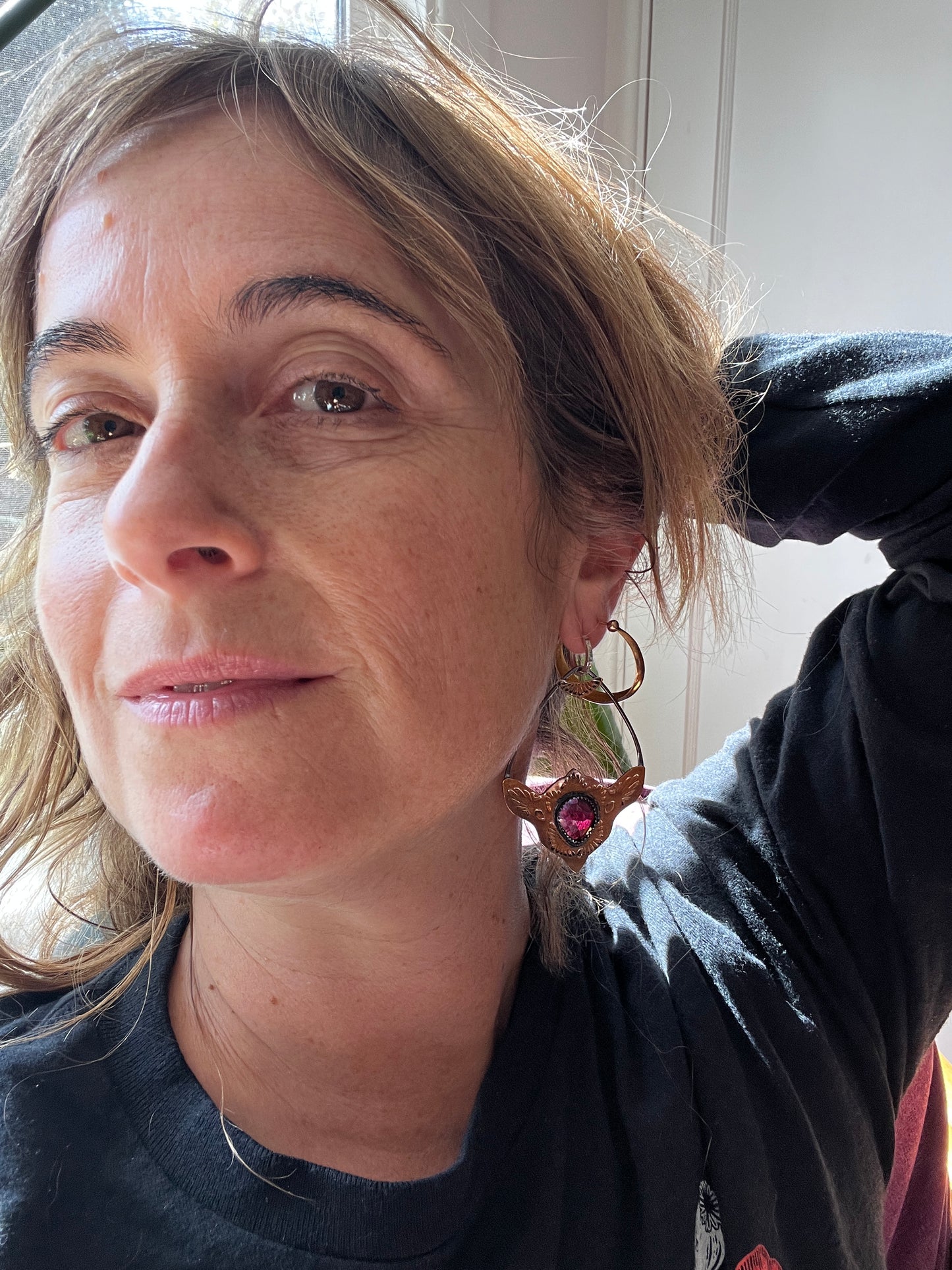 Garnet Brass Monkey Earrings
