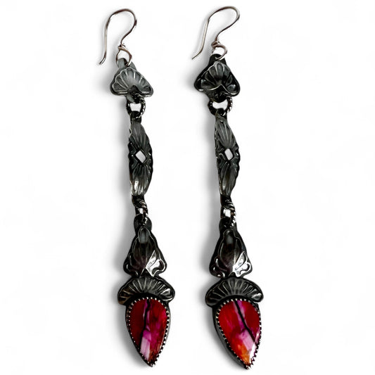 Easy Rider Earrings in Pink Peruvian Opal Purple Mojave Turquoise