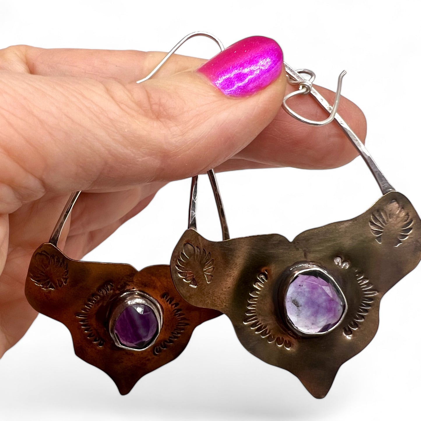 Fluorite Brass Iris Earrings