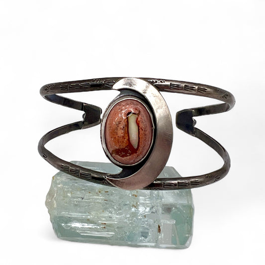 Mexican Fire Opal Crescent Cuff Bracelet