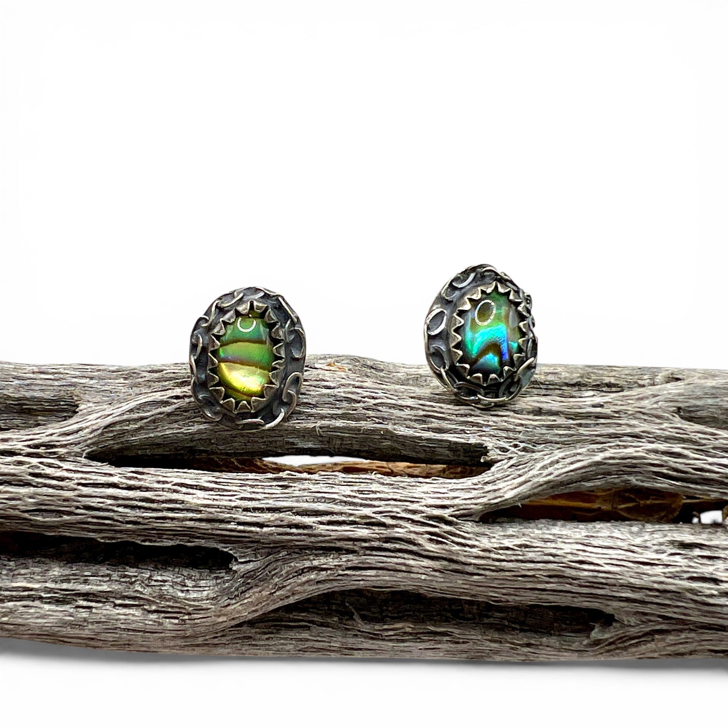 Abalone Stud Earrings with Chain