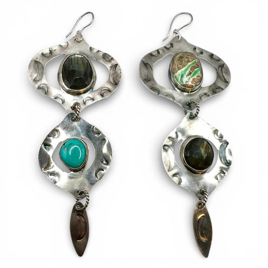 Labradorite and Turquoise Bombay Beach Earrings