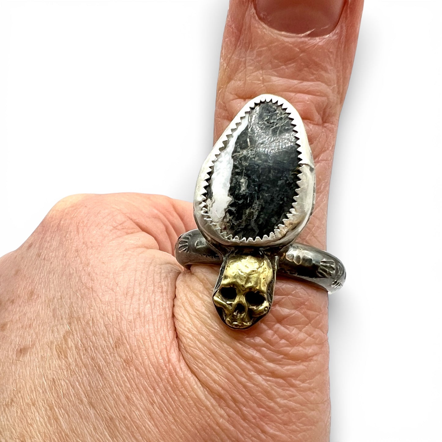 White Buffalo Turquoise Ring size 11.5