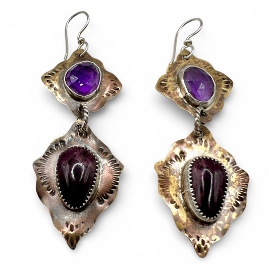 Amethyst and Spiny Oyster Magdalena Earrings
