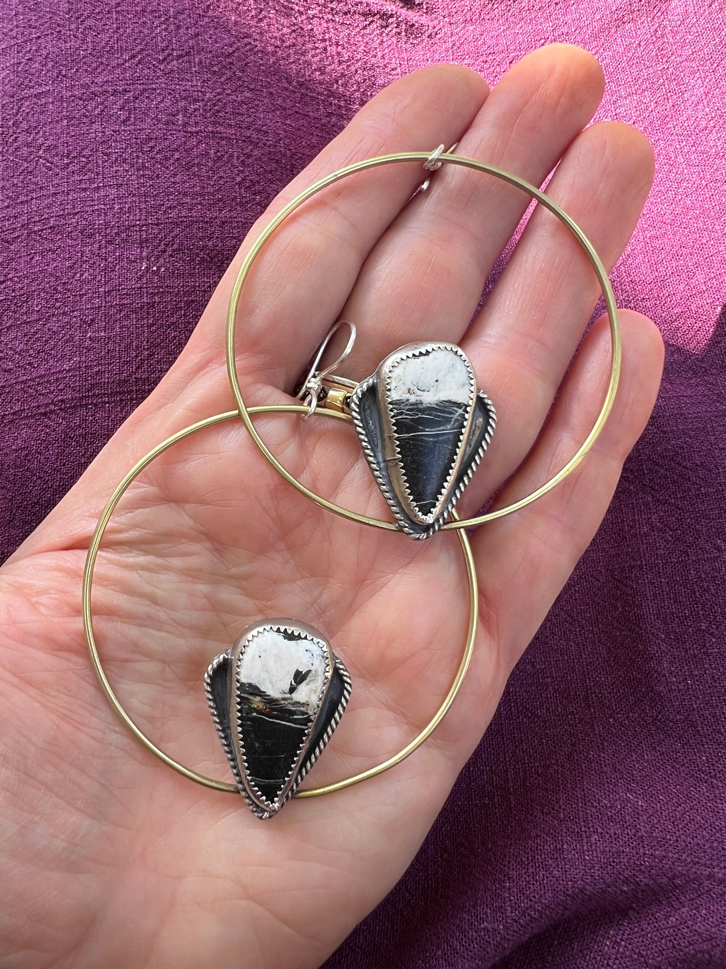 Alicia Keys Hoop Earrings with White Buffalo Turquoise