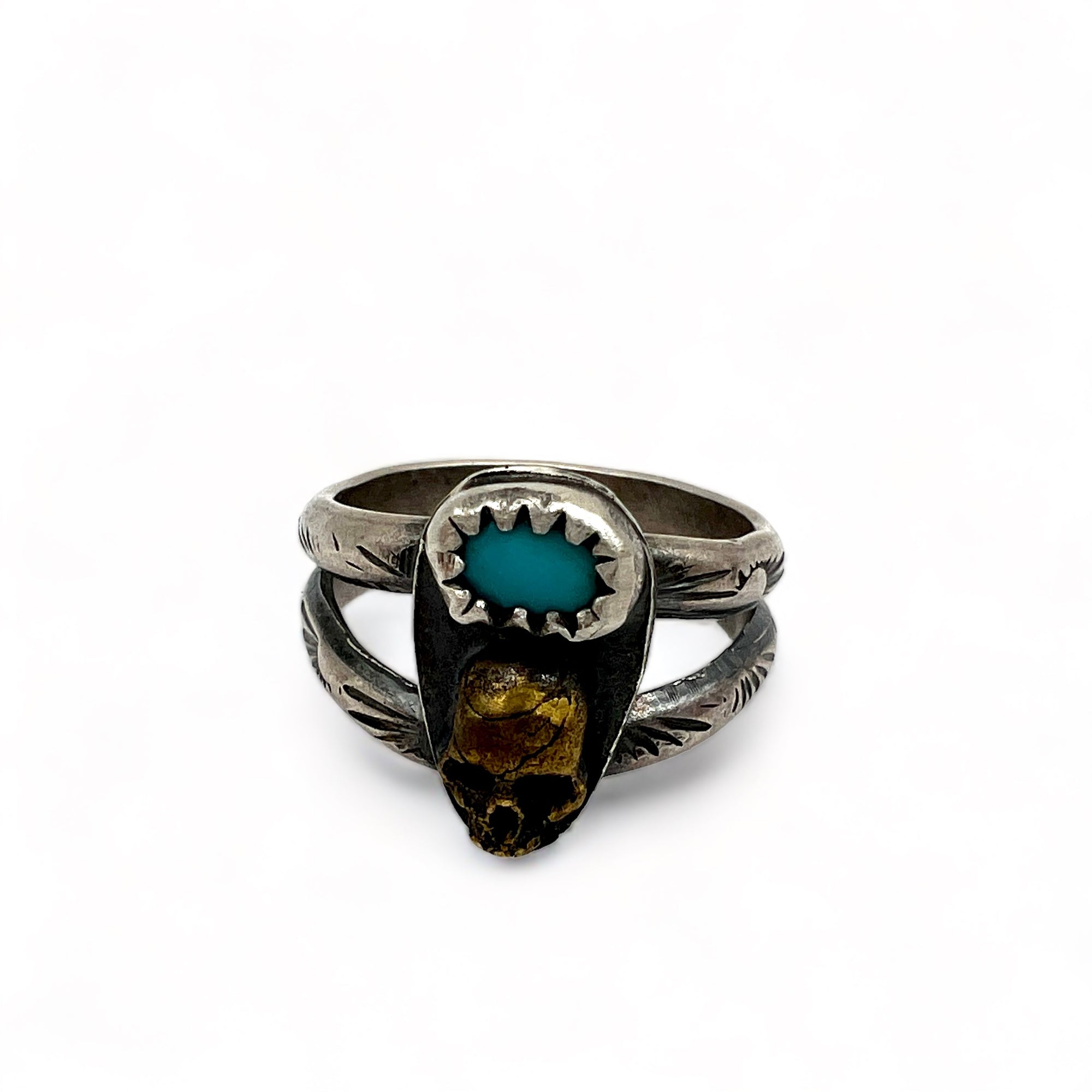 Turquoise Skull Baby Ring size 4.75
