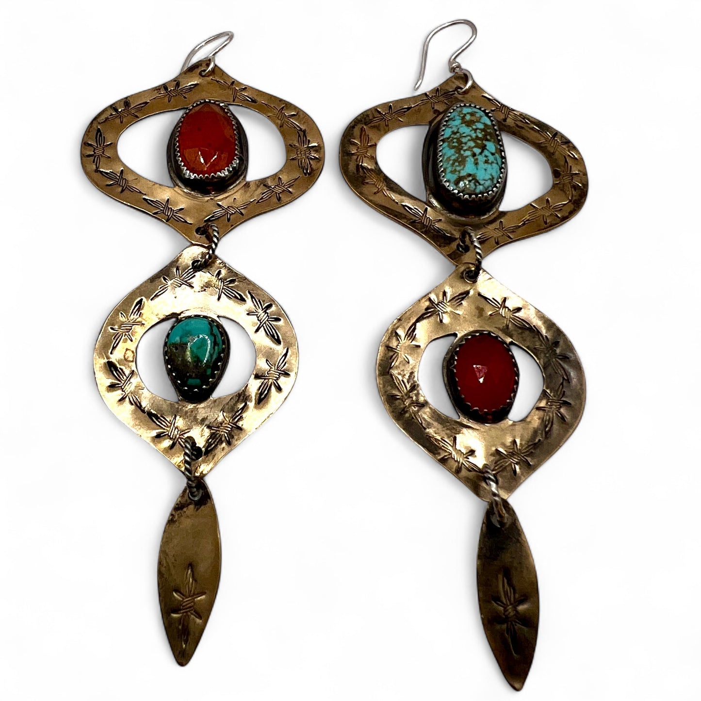 Carnelian and Turquoise Bombay Beach Earrings