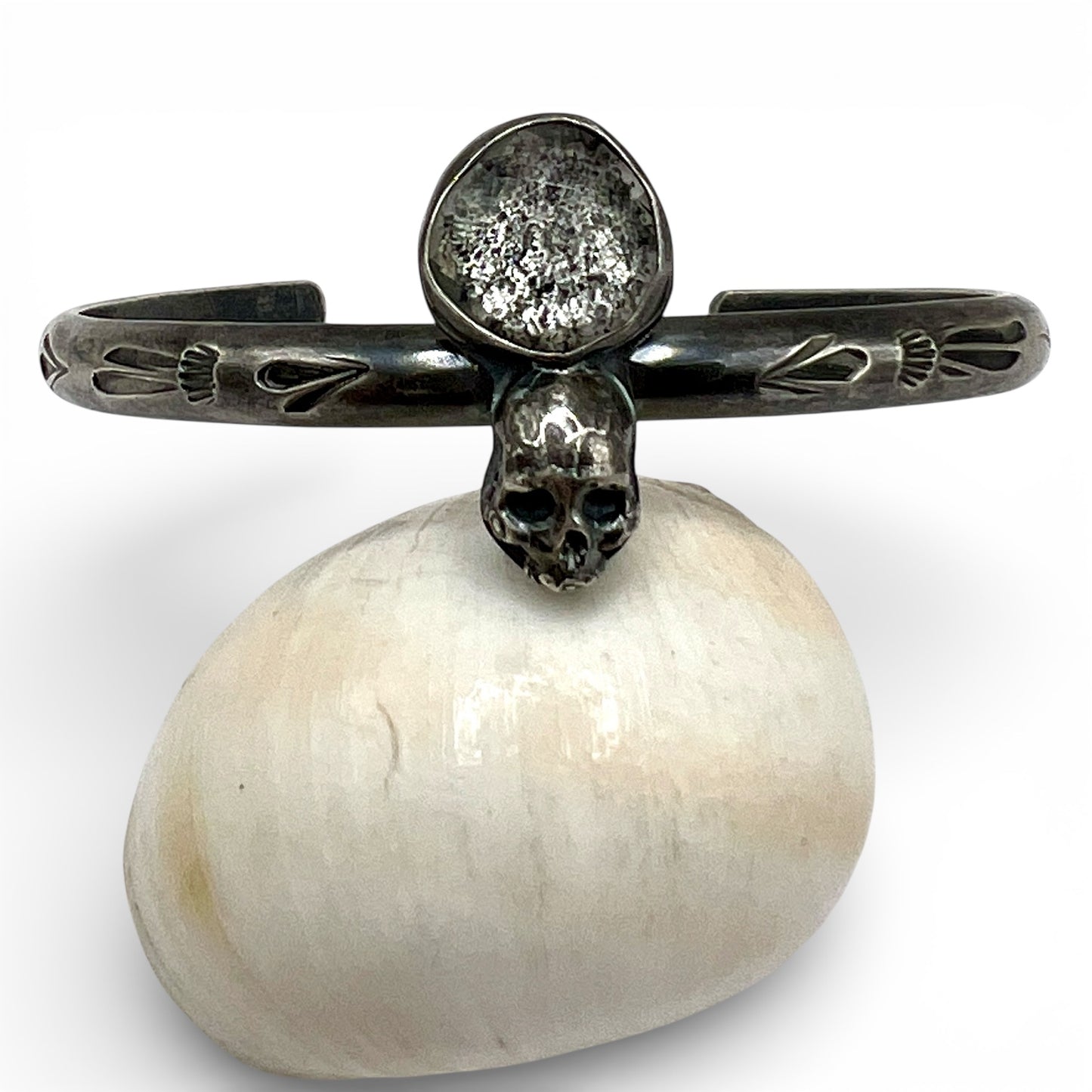 Herkimer Diamond Skull Cuff