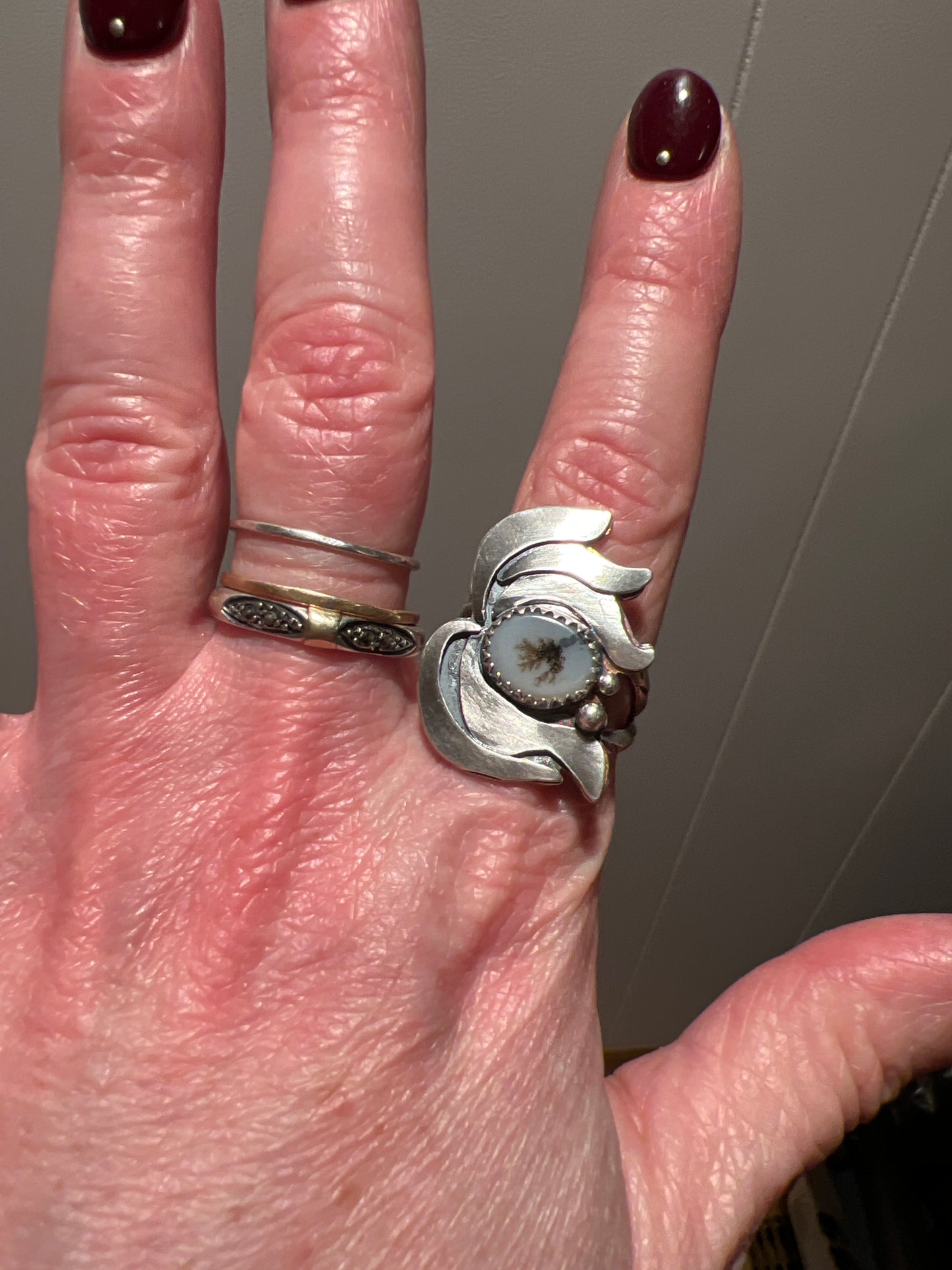 In The Flow Dendritic Agate Ring size 8