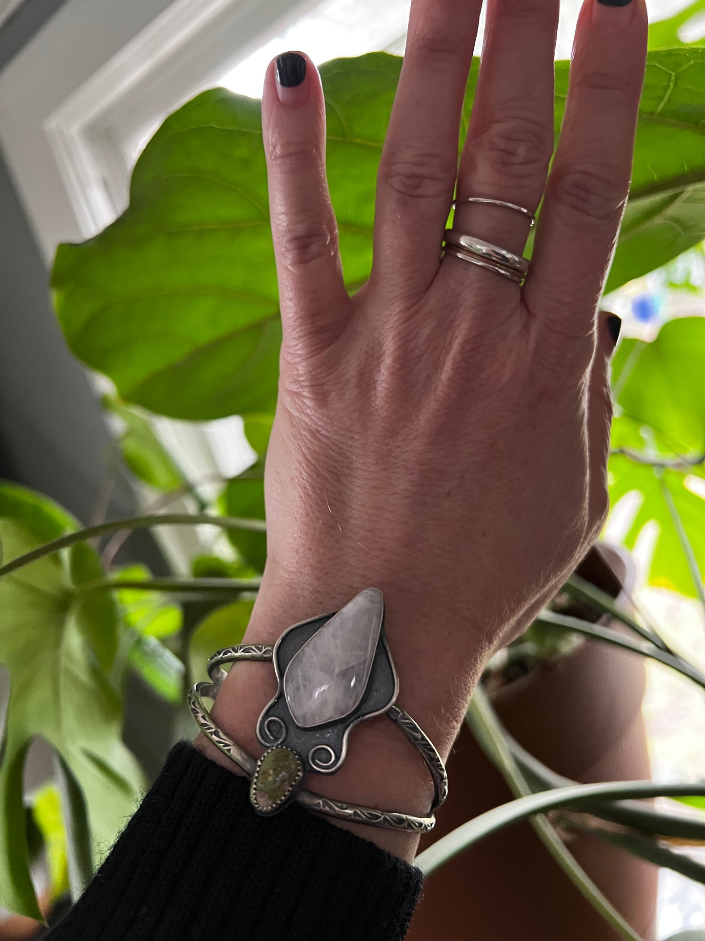 Rose Quartz and Sonoran Gold Turquoise Cuff Bracelet