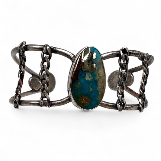 Morenci Turquoise Chain Cuff Bracelet