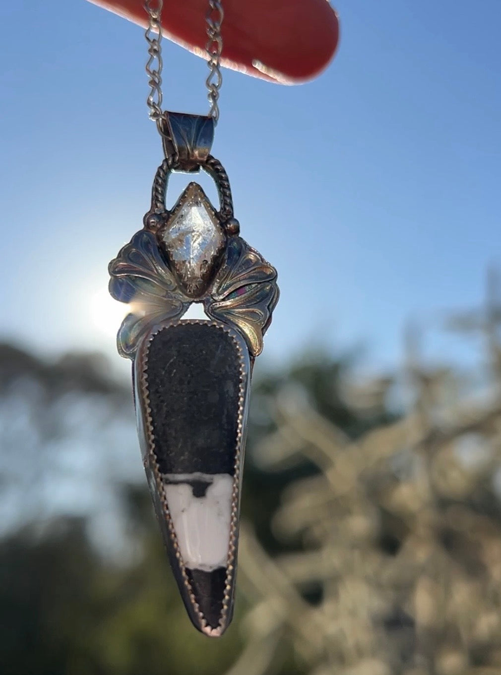 Herkimer Diamond and White Buffalo Turquoise Necklace