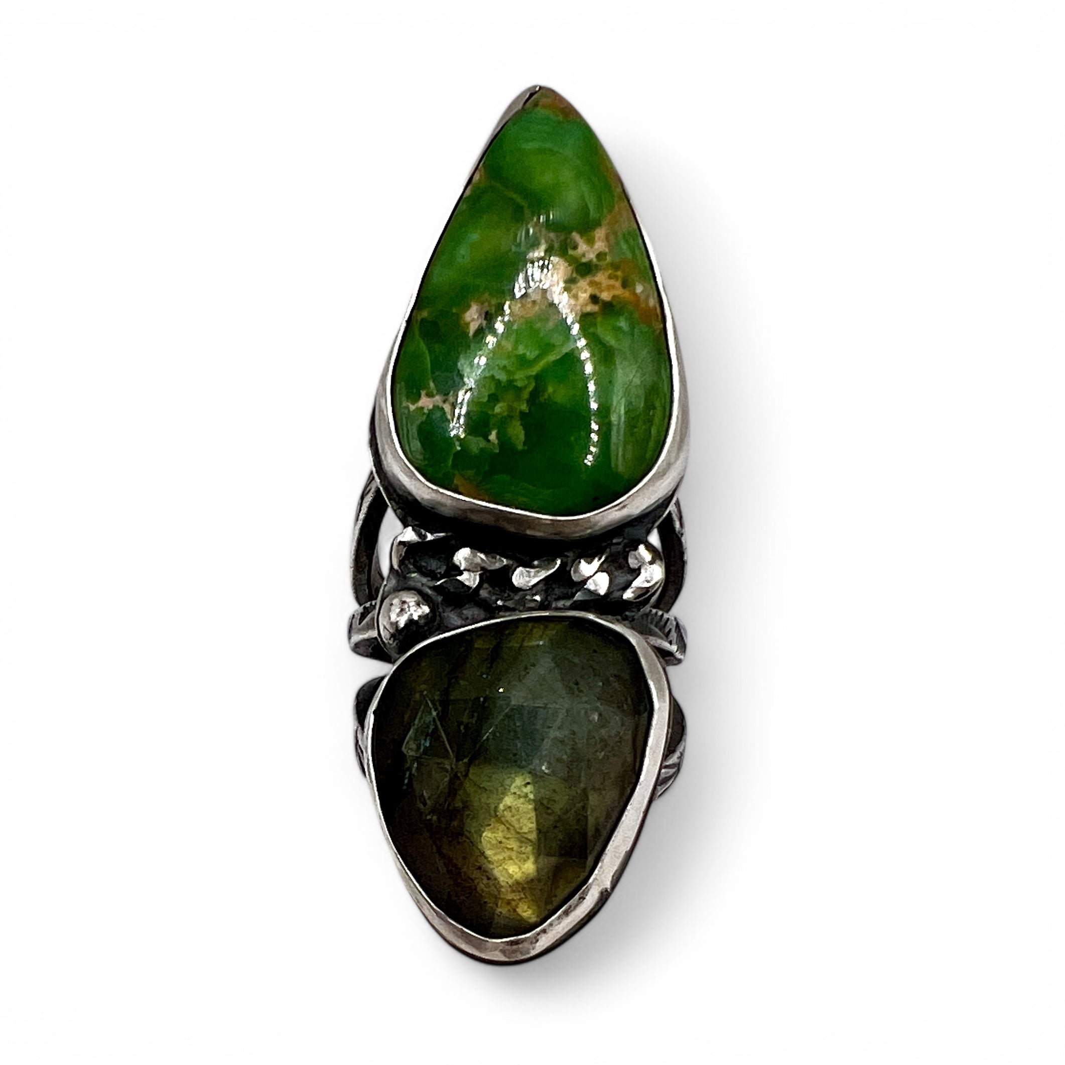 Variscite and Labradorite Chain Ring size 5.5 – Pigeon Heart Designs