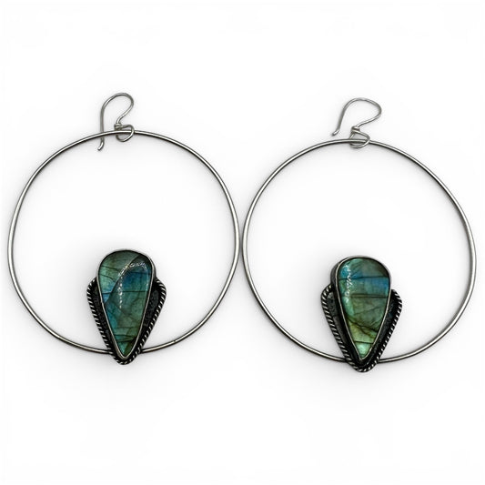 Labradorite Sterling Alicia Keys Hoop Earrings