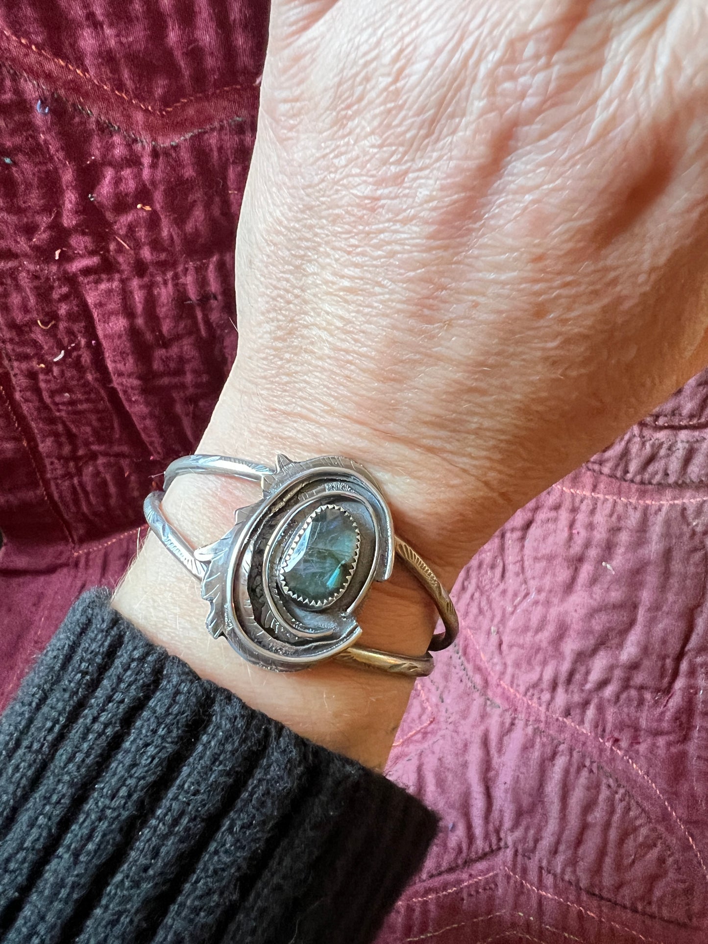 Labradorite Rose Parade Cuff Bracelet