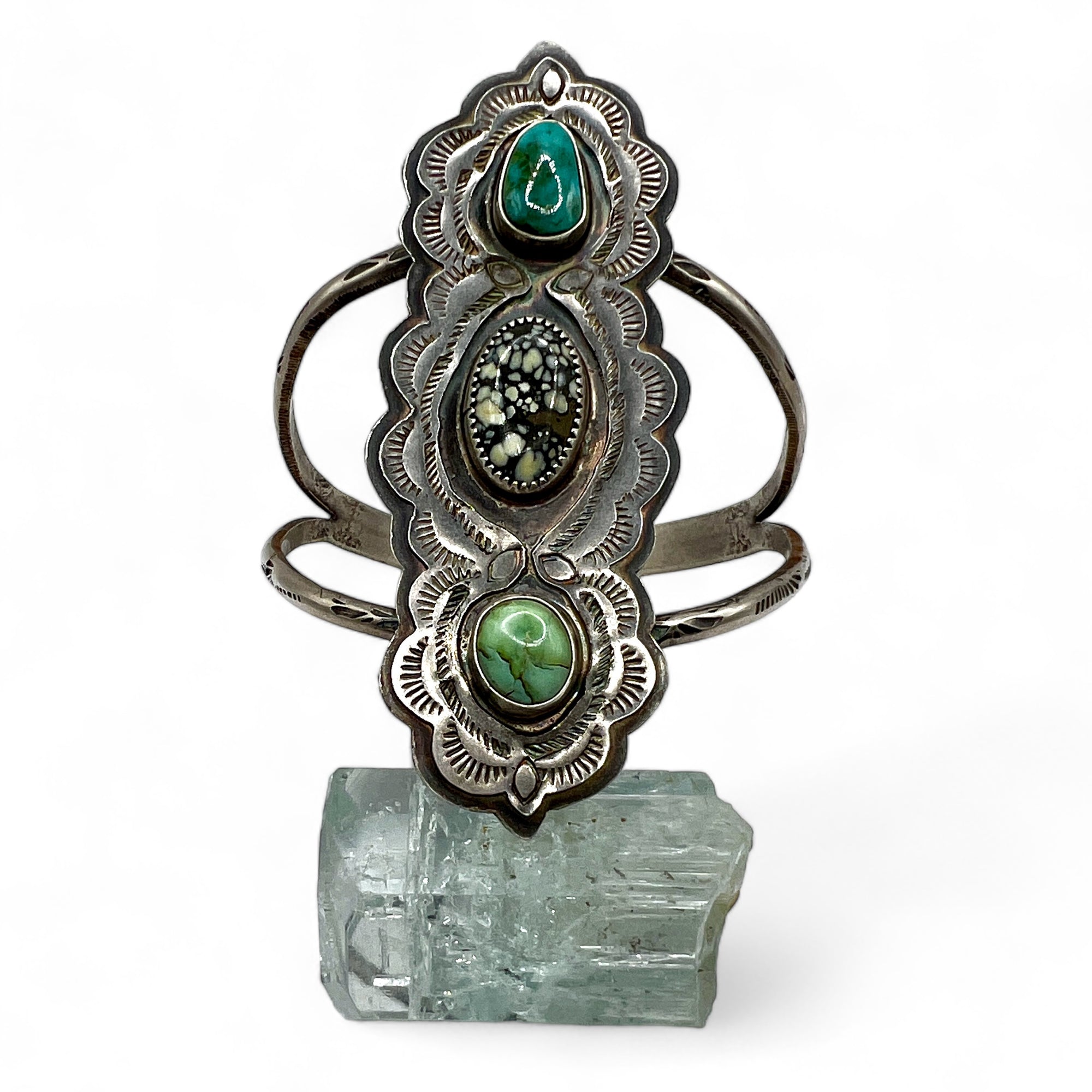 Triple Turquoise and Variscite Power Cuff Bracelet