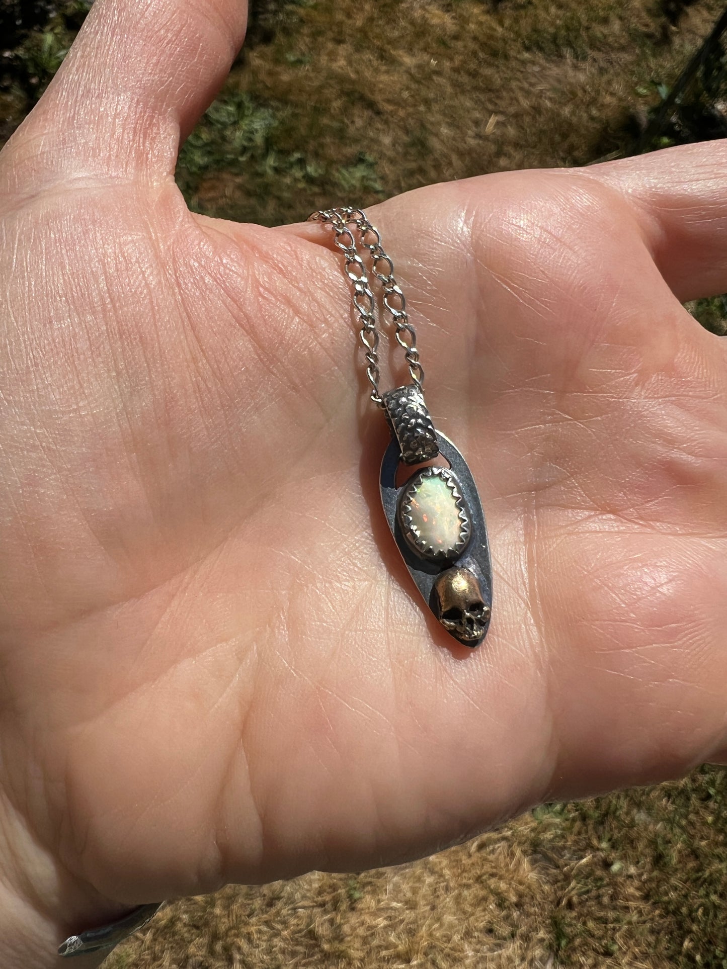 Opal Skull Baby Necklace