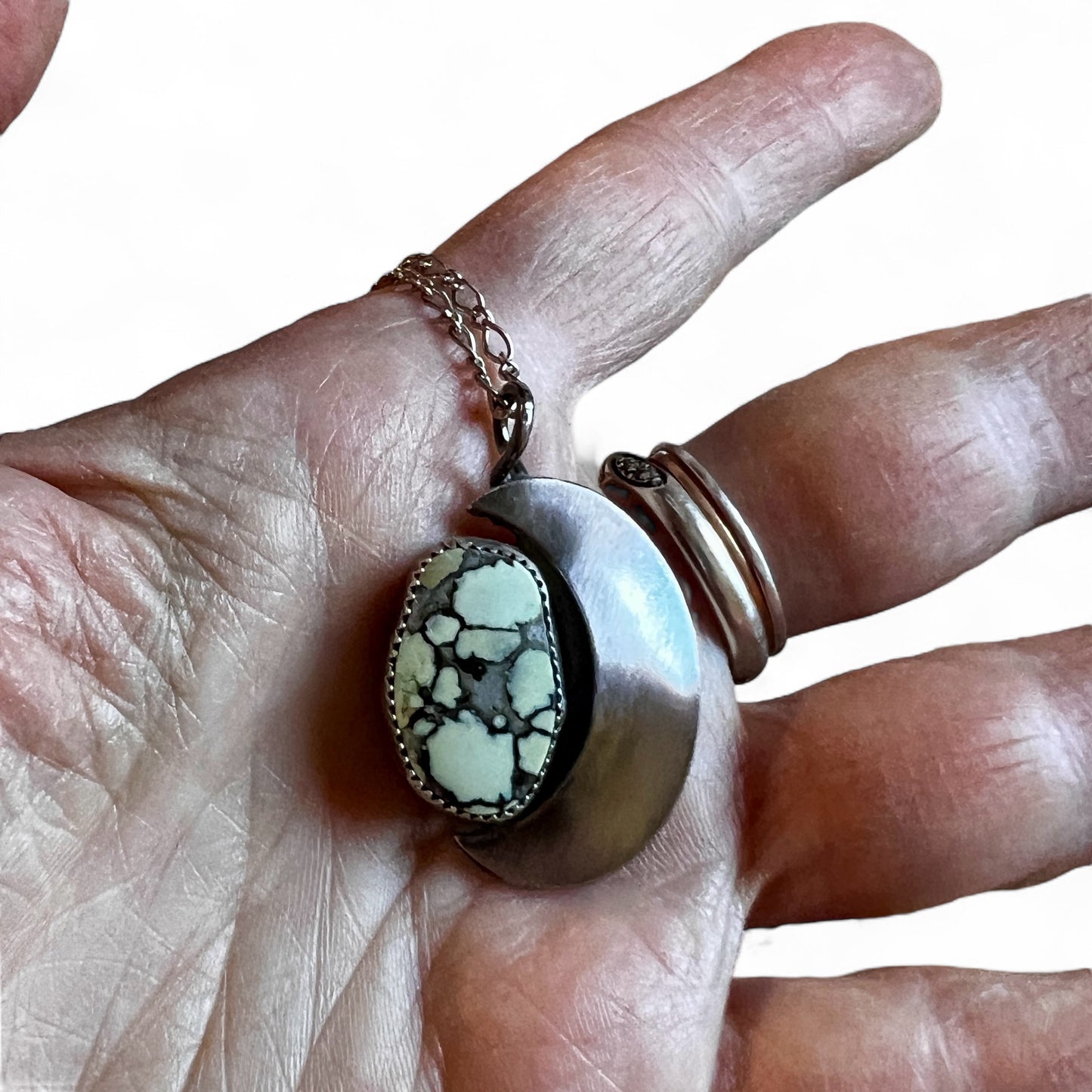 Pollywog Variscite Crescent Moon Necklace