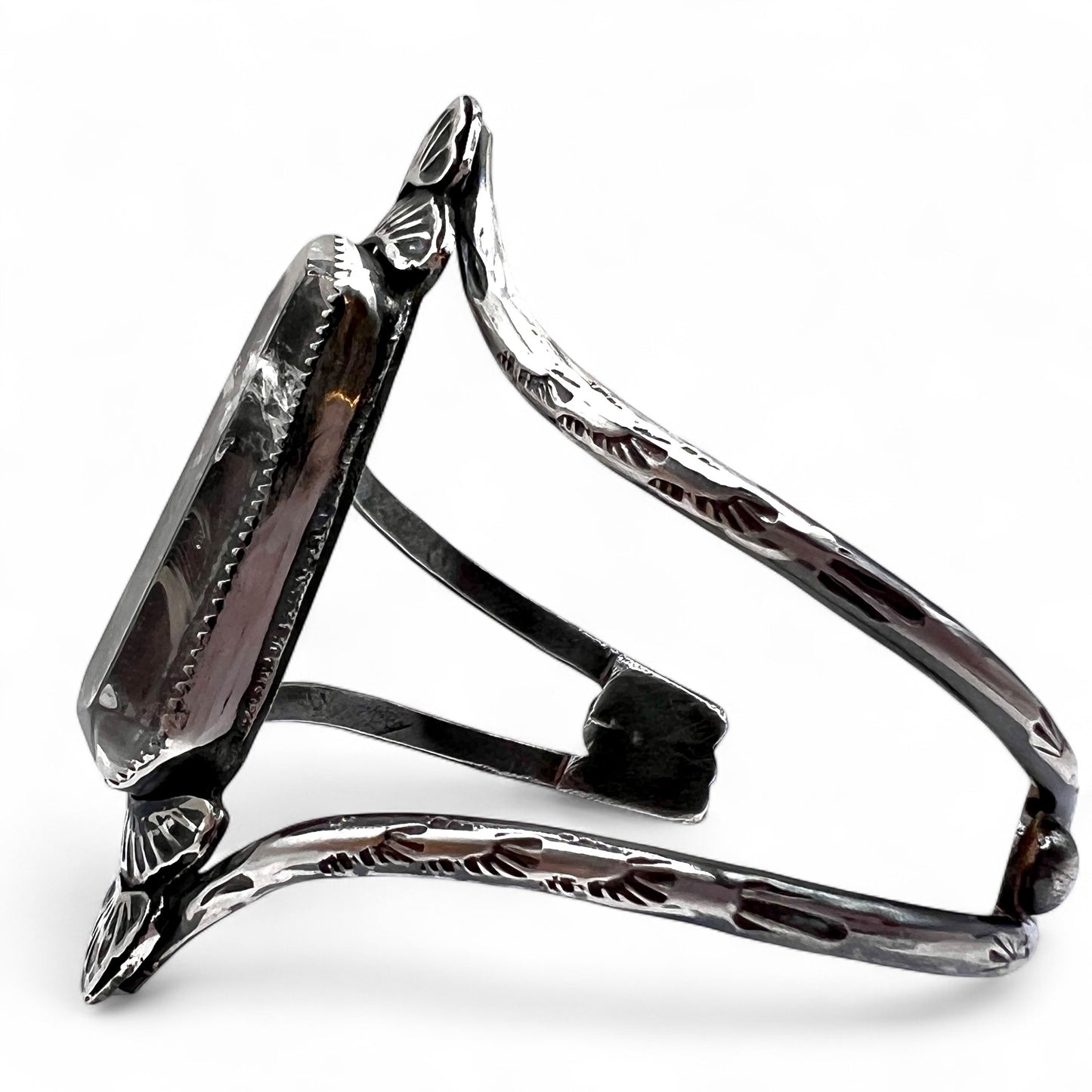 Double Point Clear Crystal Quartz Power Cuff Bracelet
