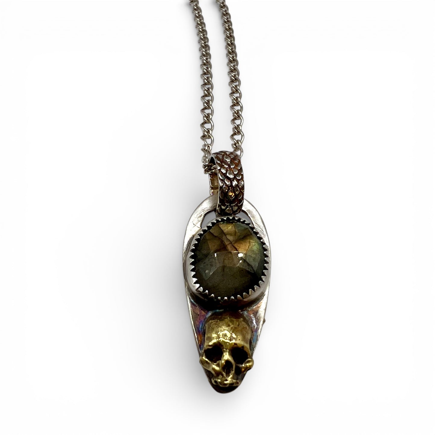 Labradorite Skull Necklace