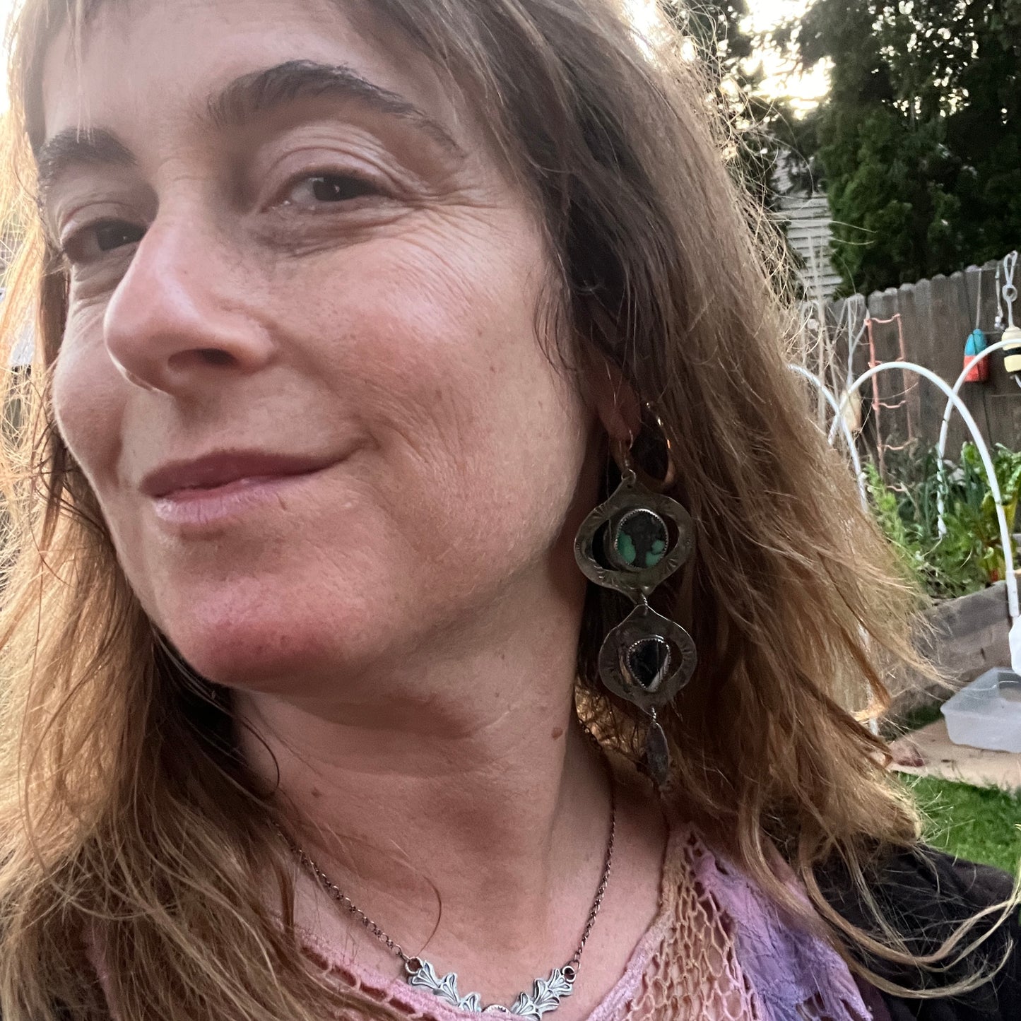 Emerald Variscite and White Buffalo Turquoise Bombay Beach Earrings