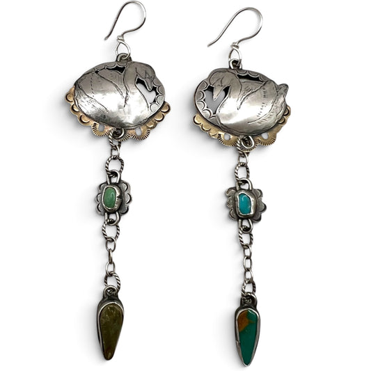 Swan Lover Earrings with Turquoise