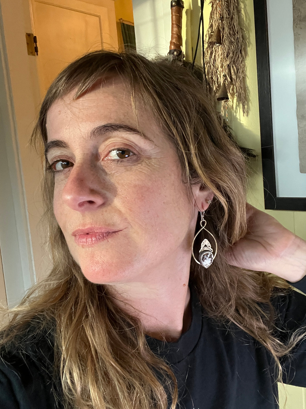 Prairie Earrings in Wild Horse Magnesite and Brass