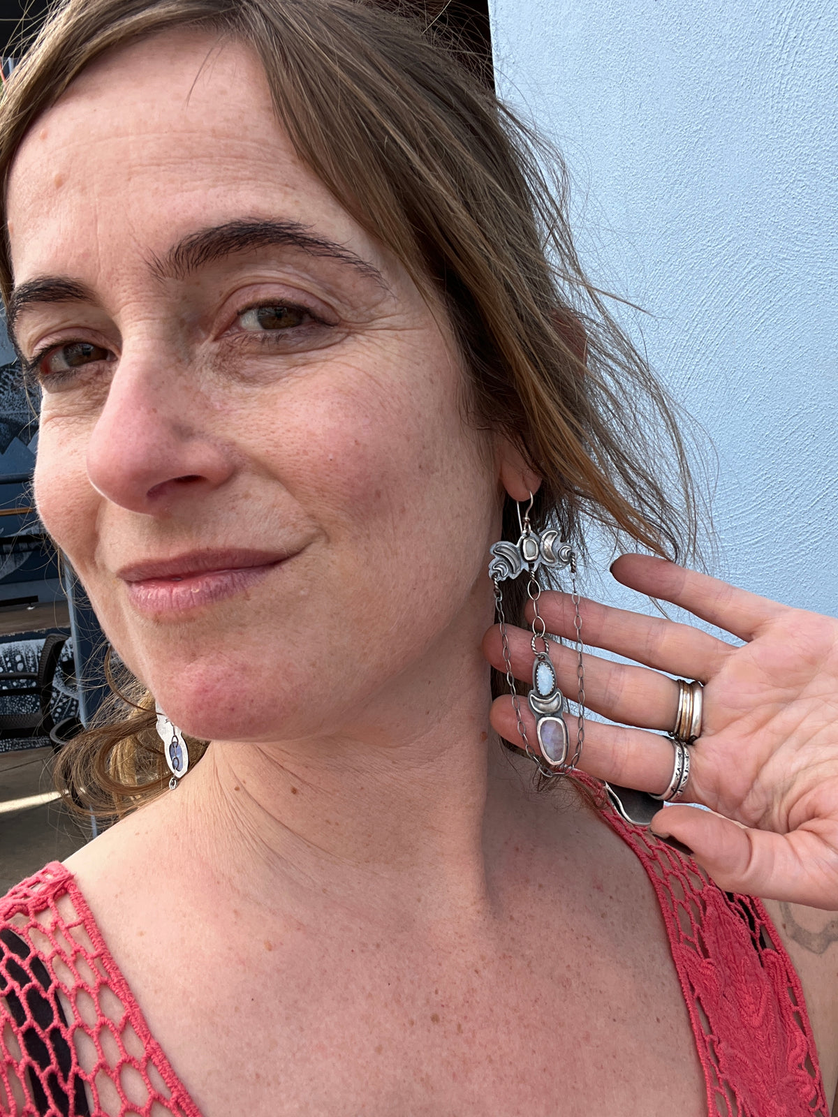 Cielo Earrings in Double Opal and Moonstone